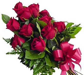 one dozen red roses wrapped in cello romance